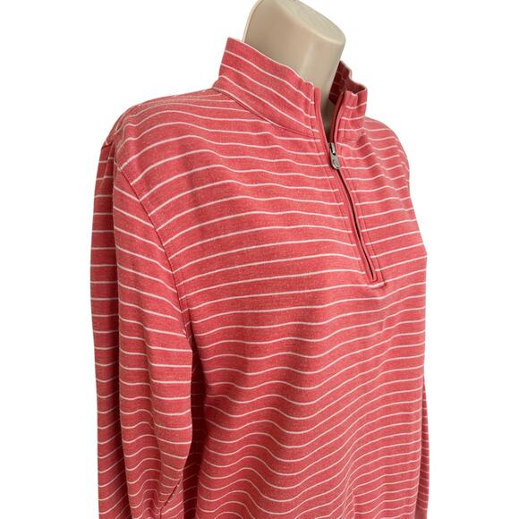 Peter Millar Sweaters - Peter Millar Women's Pink Striped Quarter Zip Super Soft Size Small Great Condit